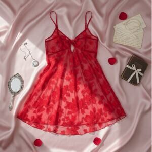 Vintage Anne Stuart Lace Nightie Large Red